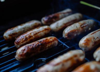 Sausages on BBQ grill